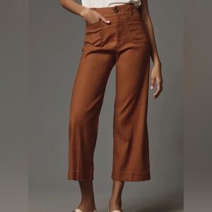 Anthropology Maeve The Colette Linen Brown Cropped Pants